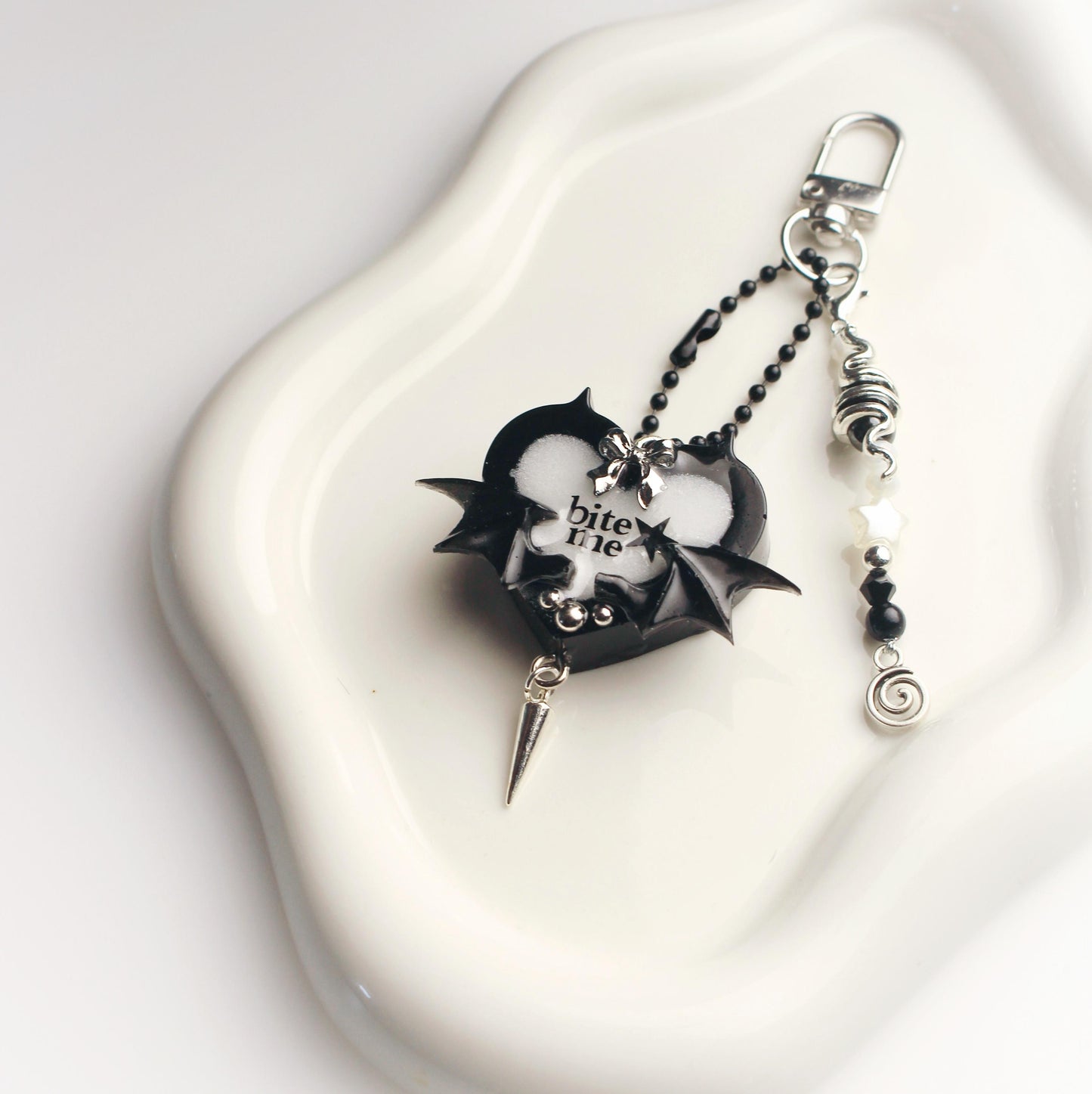 "Bite me" heart keychain