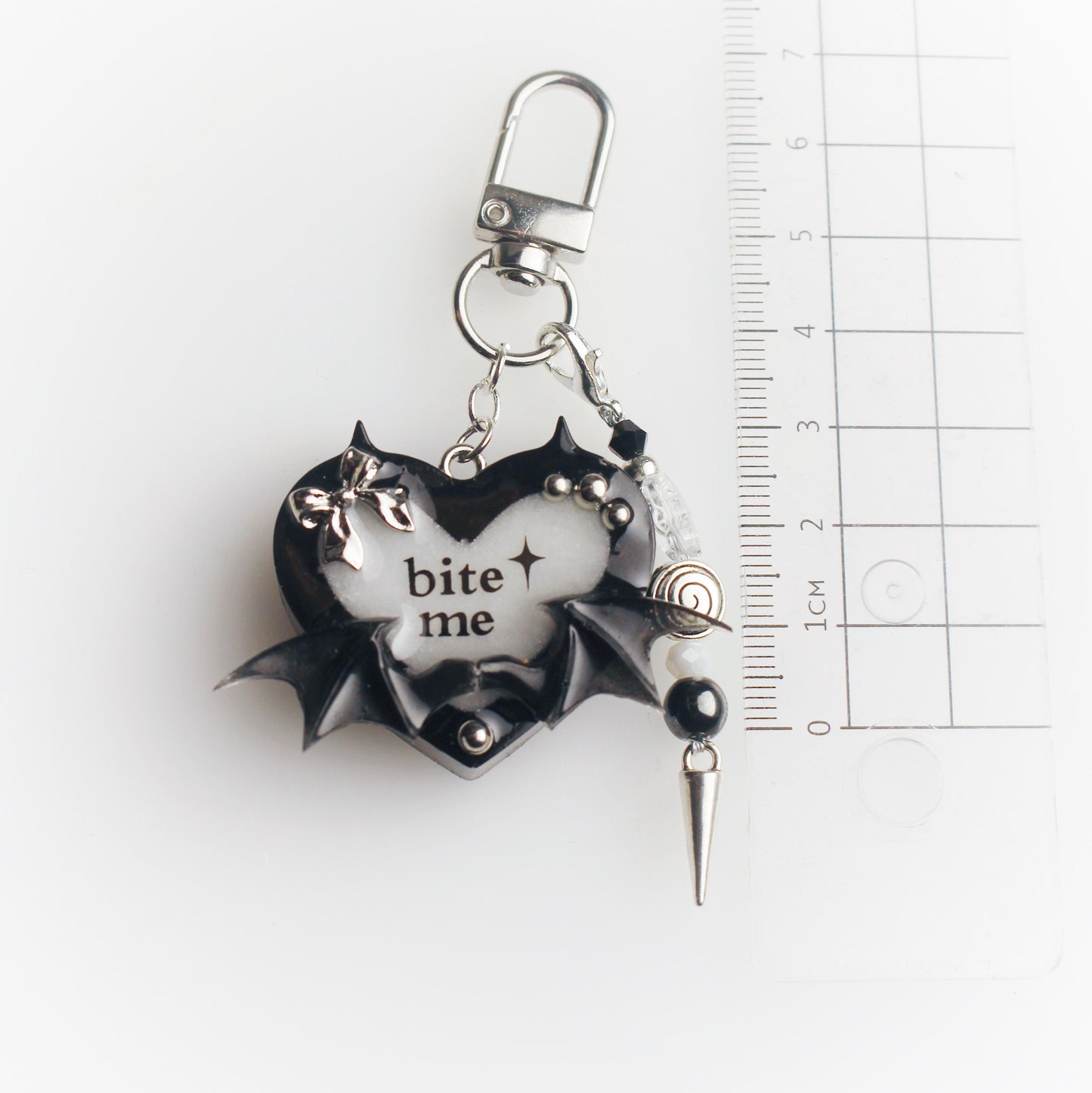 "Bite me" heart keychain