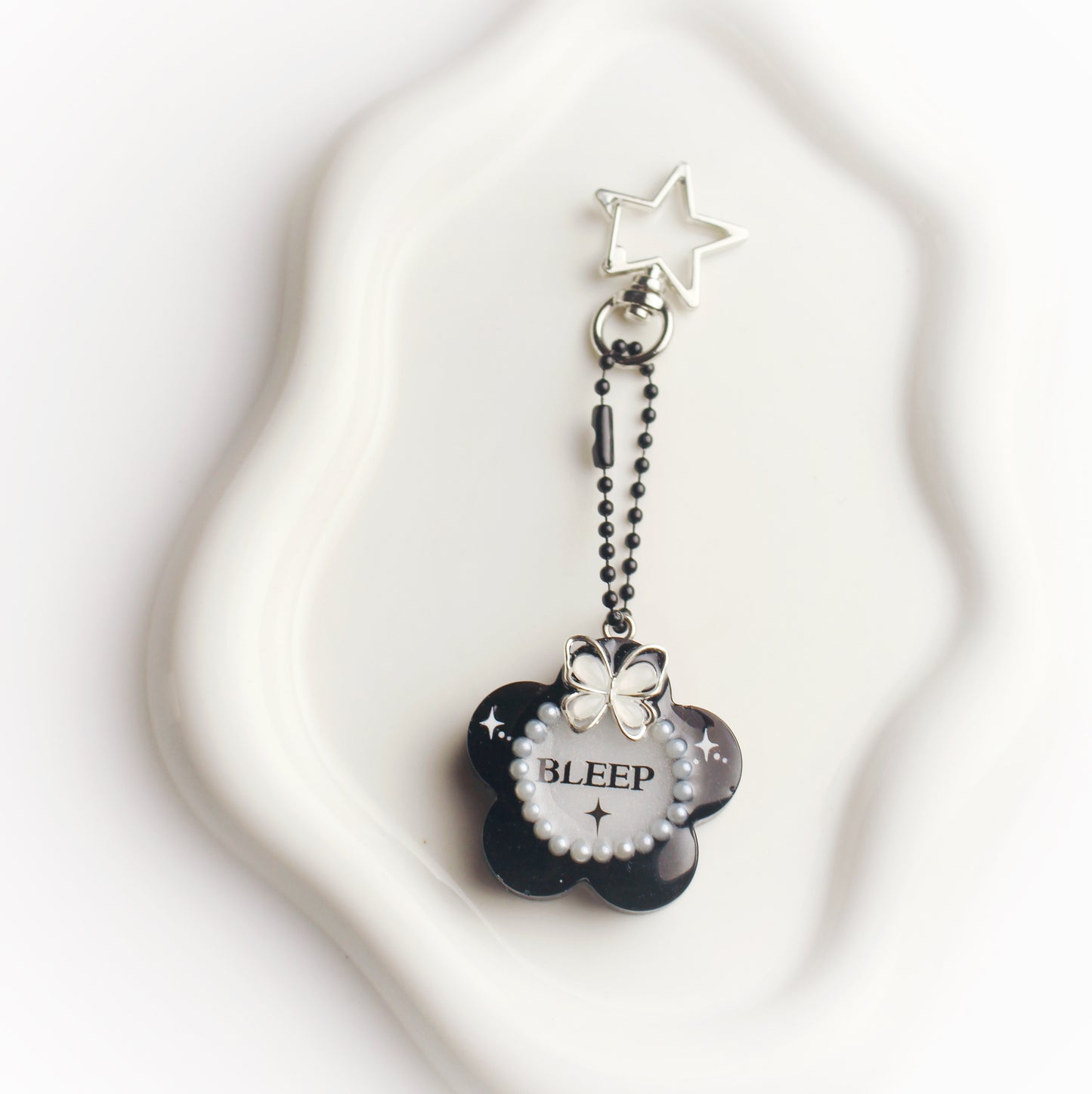“Bleep” flower keychain