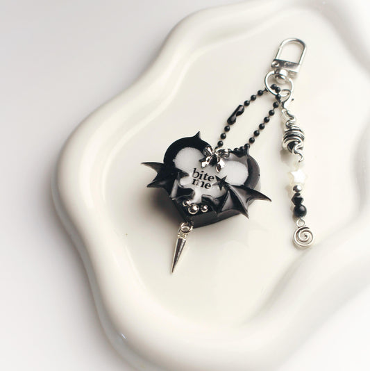 "Bite me" heart keychain