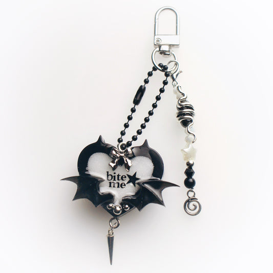 "Bite me" heart keychain