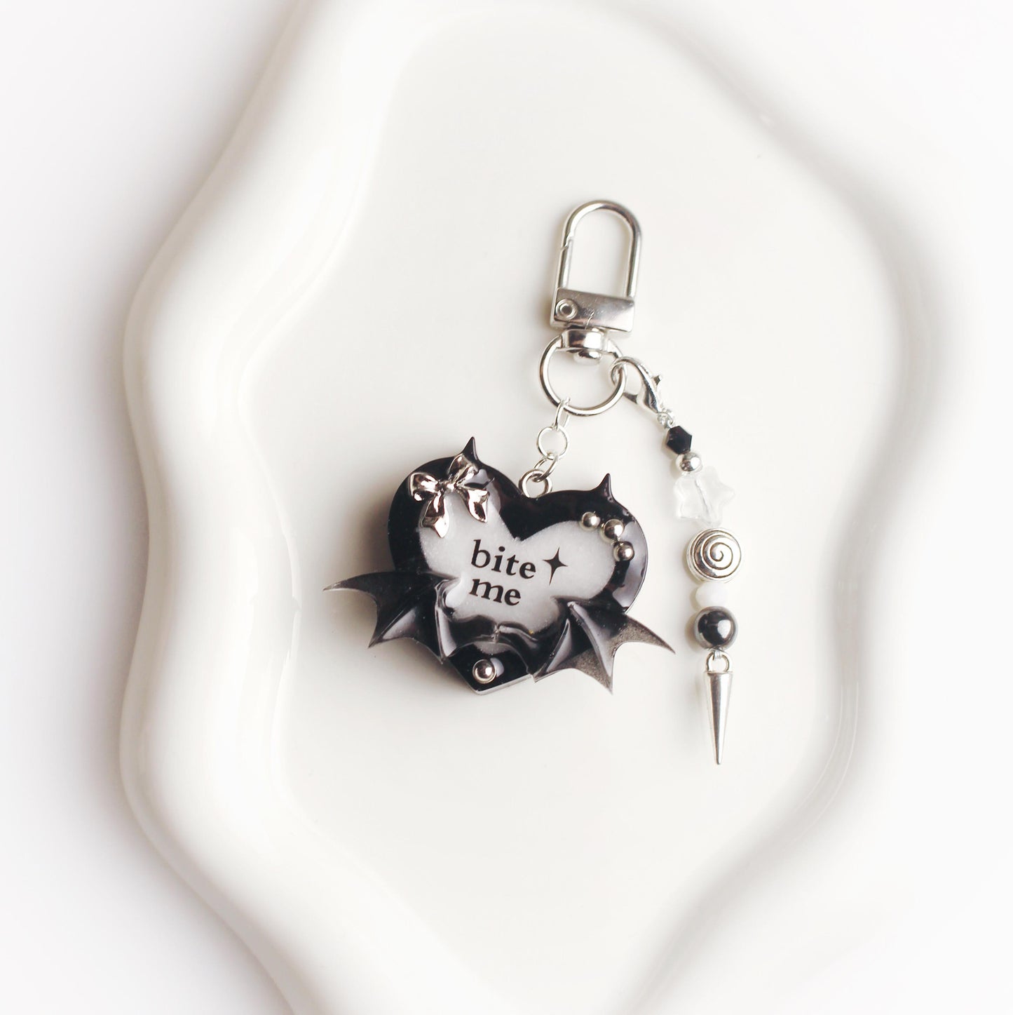 "Bite me" heart keychain