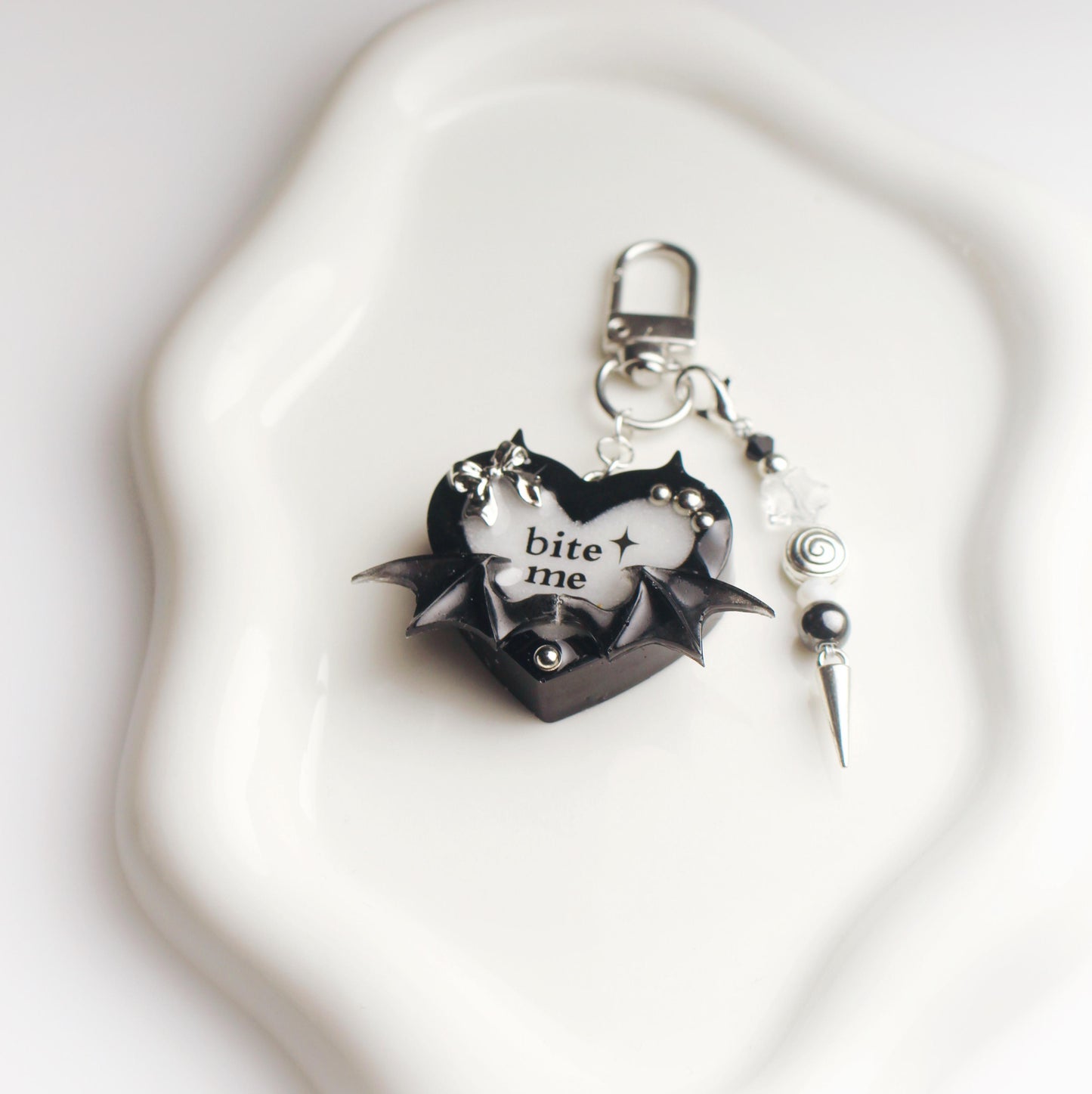 "Bite me" heart keychain