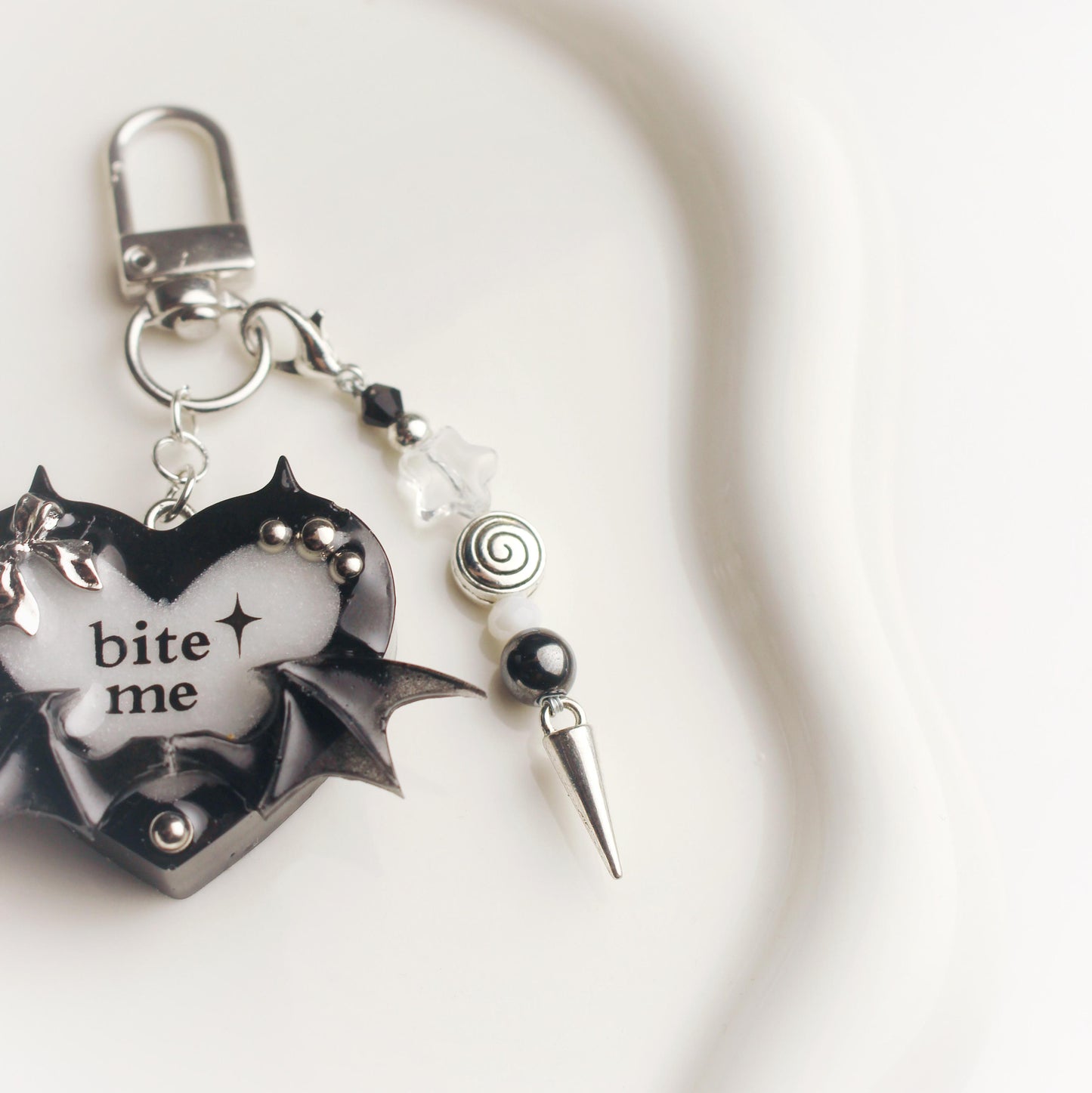 "Bite me" heart keychain