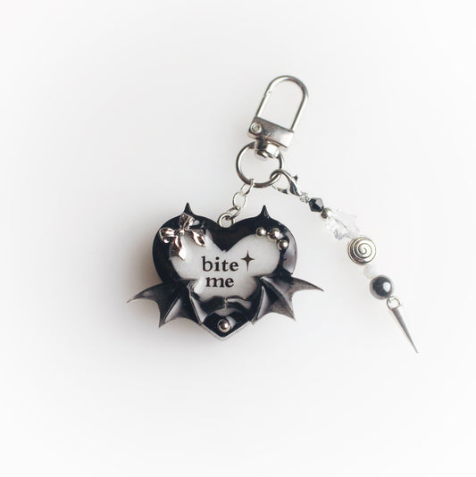 "Bite me" heart keychain