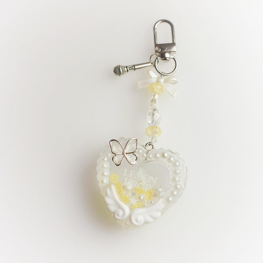 "Lemon drop" resin shaker heart