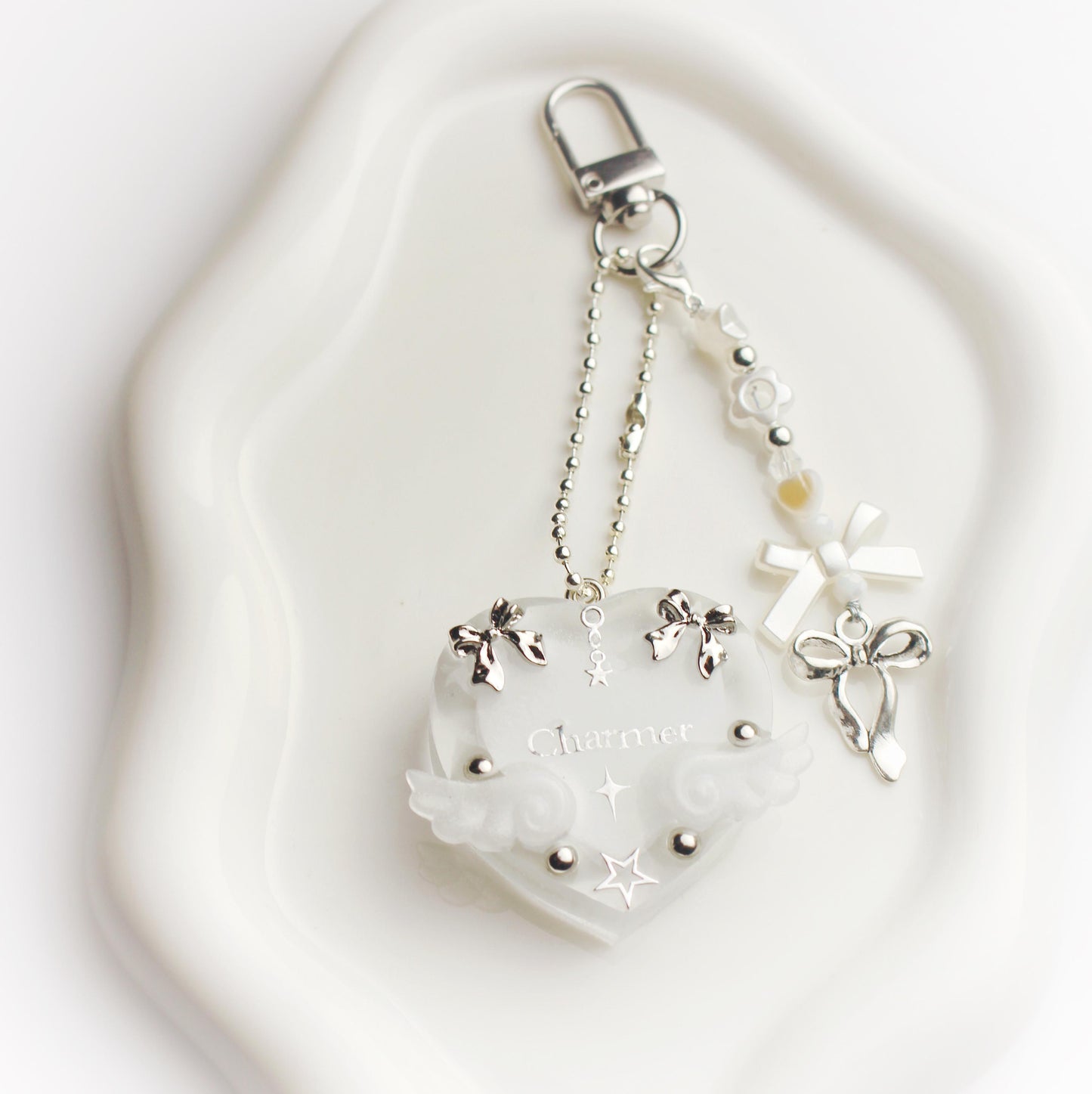 "Charmer" heart keychain