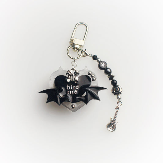 "Bite me" heart keychain