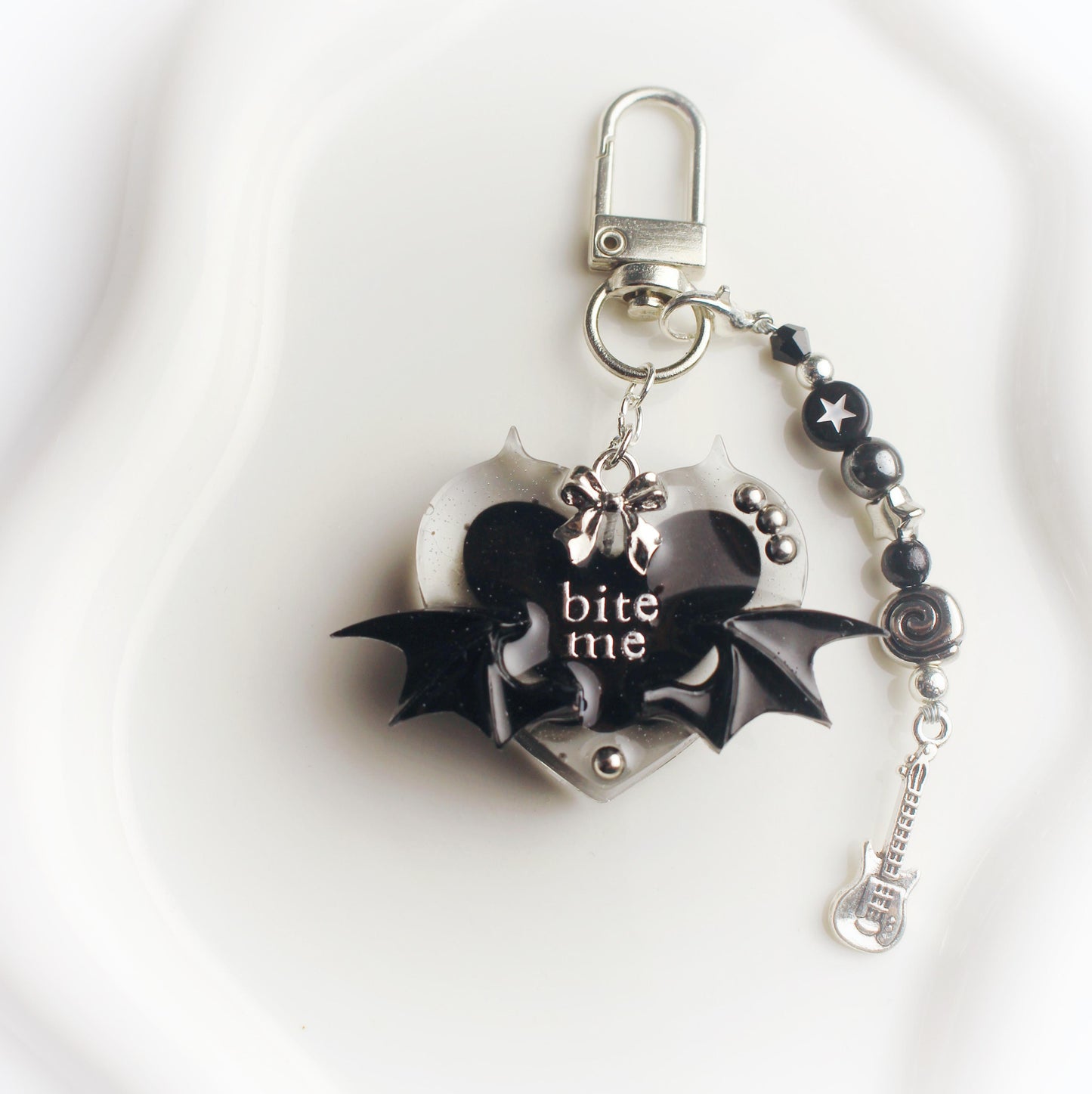"Bite me" heart keychain